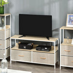 TV Cabinet, TV Console Unit with 2 Foldable Linen Drawers Maple Colour by HOMCOM