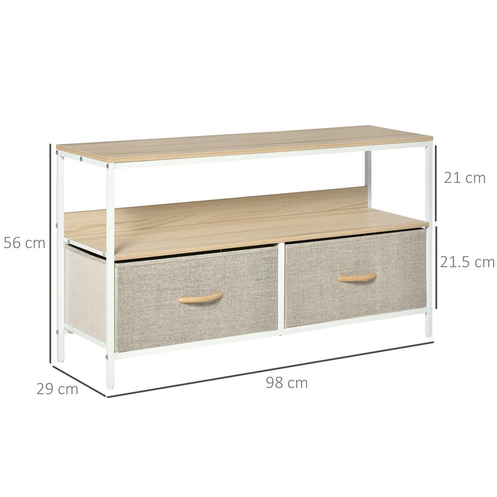 TV Cabinet, TV Console Unit with 2 Foldable Linen Drawers Maple Colour - TV Unit from HOMCOM