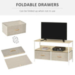 TV Cabinet, TV Console Unit with 2 Foldable Linen Drawers Maple Colour by HOMCOM