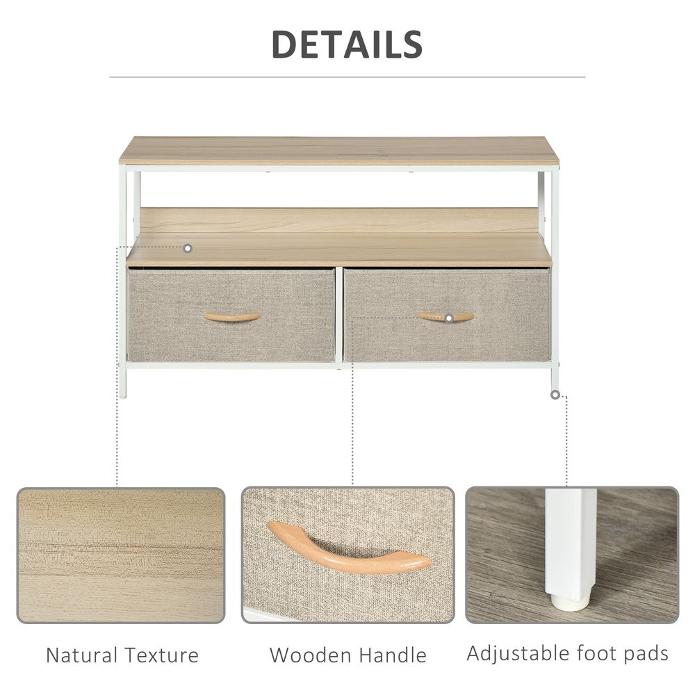 TV Cabinet, TV Console Unit with 2 Foldable Linen Drawers Maple Colour - TV Unit from HOMCOM