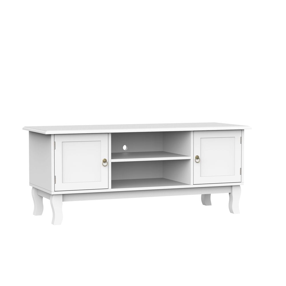 TV Stand Unit Corner Table, MDF-Ivory White - TV Unit from HOMCOM