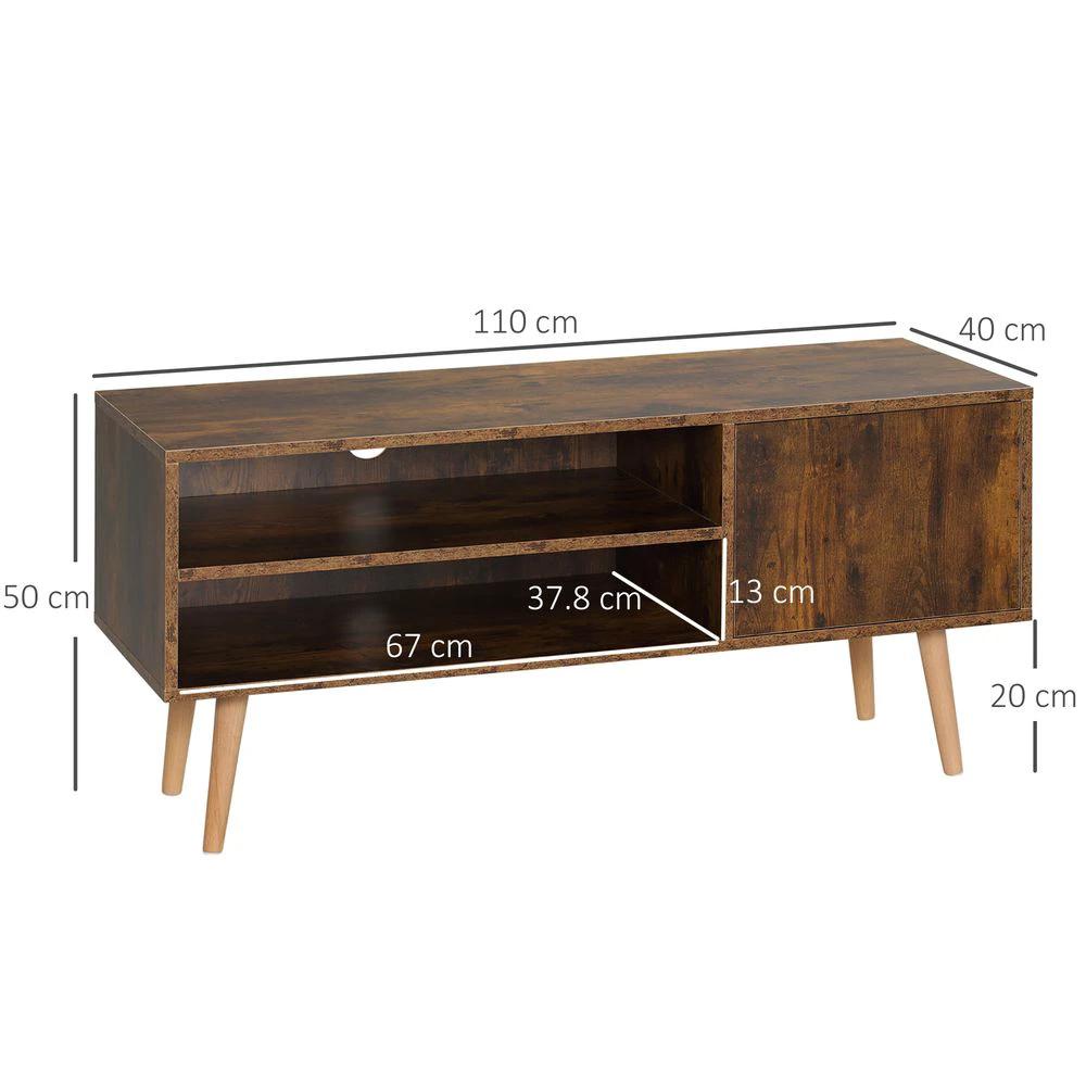 TV Unit Cabinet for TVs up to 55Inches with Cupboard Shelves, Brown by HOMCOM