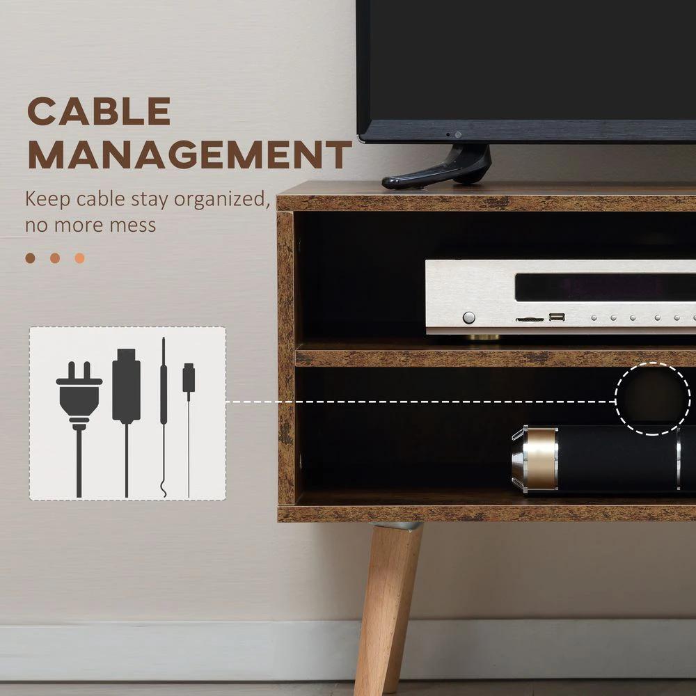TV Unit Cabinet for TVs up to 55Inches with Cupboard Shelves, Brown by HOMCOM