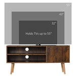 TV Unit Cabinet for TVs up to 55Inches with Cupboard Shelves, Brown by HOMCOM