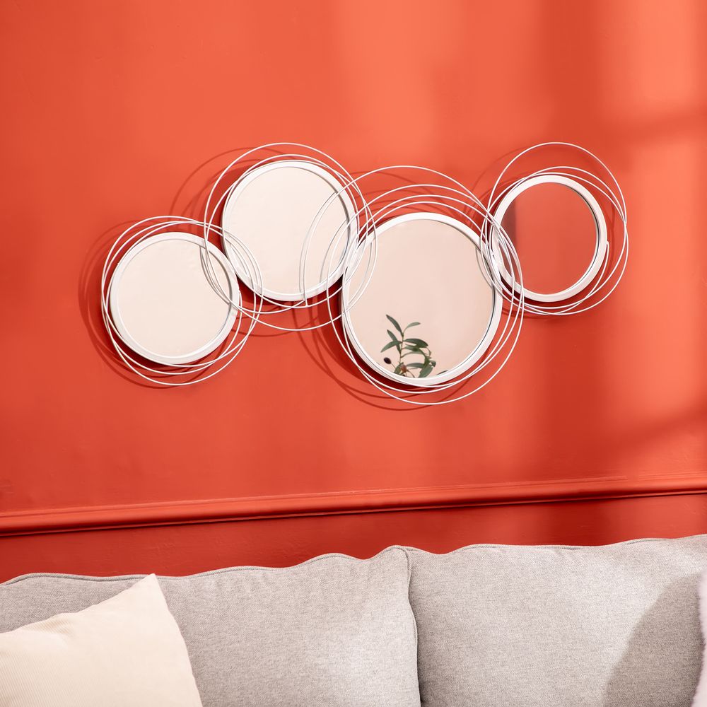 Metal Wall Art Decorative Mirror Decor Modern Wall Sculpture, Silver - Wall Art from HOMCOM