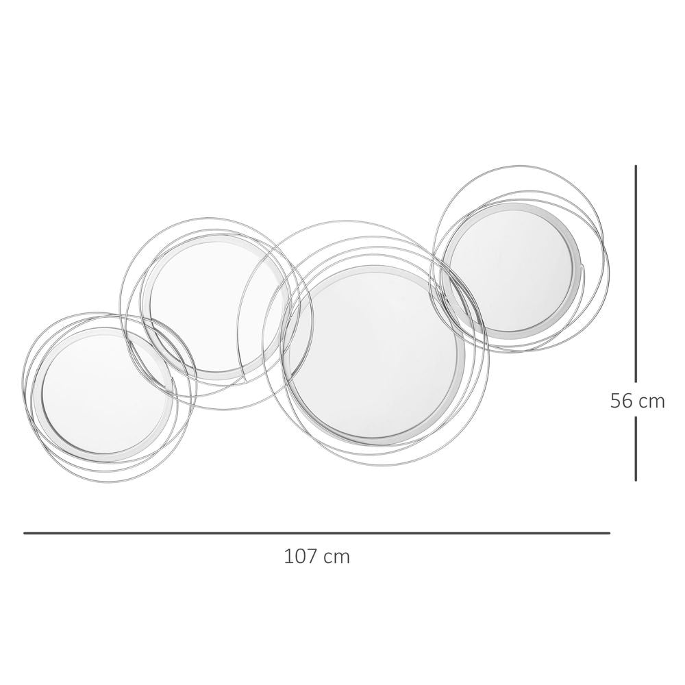 Metal Wall Art Decorative Mirror Decor Modern Wall Sculpture, Silver - Wall Art from HOMCOM