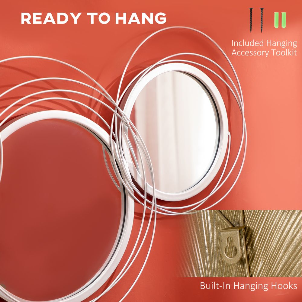 Metal Wall Art Decorative Mirror Decor Modern Wall Sculpture, Silver - Wall Art from HOMCOM