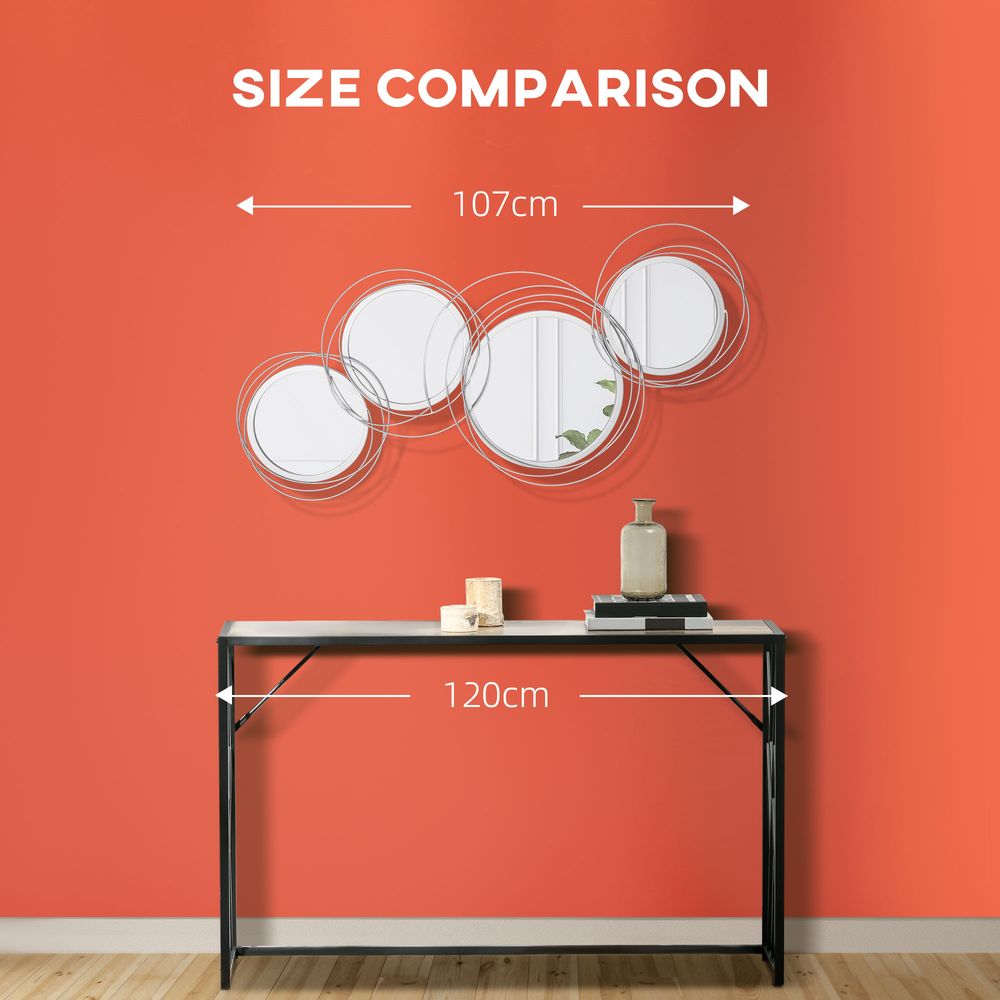 Metal Wall Art Decorative Mirror Decor Modern Wall Sculpture, Silver - Wall Art from HOMCOM