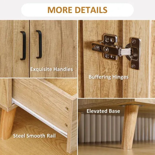 2 Door Wardrobe, Modern Wardrobe w/ 2 Drawer, Hanging Rail for Bedroom Natural - Wardrobe from HOMCOM