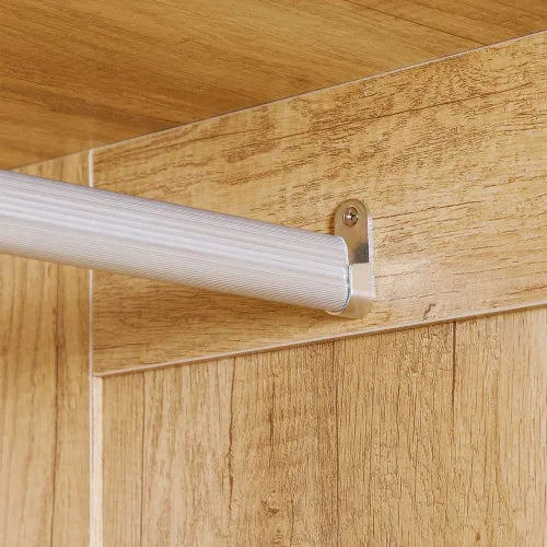 2 Door Wardrobe, Modern Wardrobe w/ 2 Drawer, Hanging Rail for Bedroom Natural - Wardrobe from HOMCOM