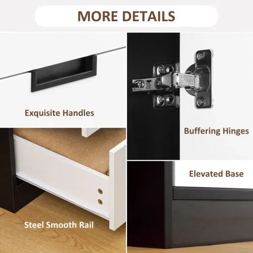 2 Door Wardrobe Modern Wardrobe with 3 Drawer and Hanging Rod for Bedroom White - Wardrobe from HOMCOM