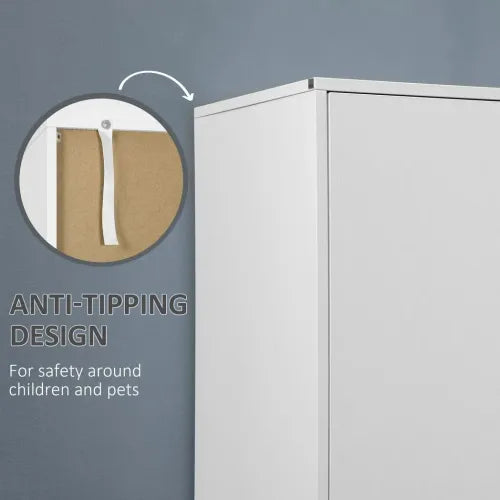 2 Door Wardrobe White Wardrobe with Drawers and Hanging Rod for Bedroom - Wardrobe from HOMCOM