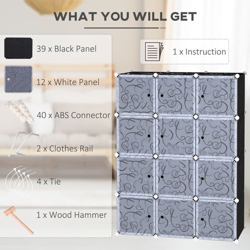DIY Wardrobe Portable Interlocking Plastic Modular Closet Cube - Wardrobe from HOMCOM