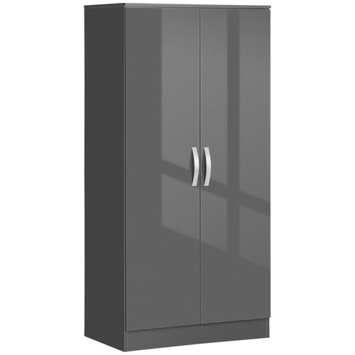 HOMCOM Modern Wardrobe Closet, Clothes Cabinet with High Glossing Door, Grey - Wardrobe from HOMCOM