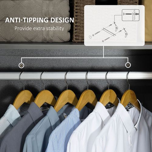 HOMCOM Modern Wardrobe Closet, Clothes Cabinet with High Glossing Door, Grey - Wardrobe from HOMCOM