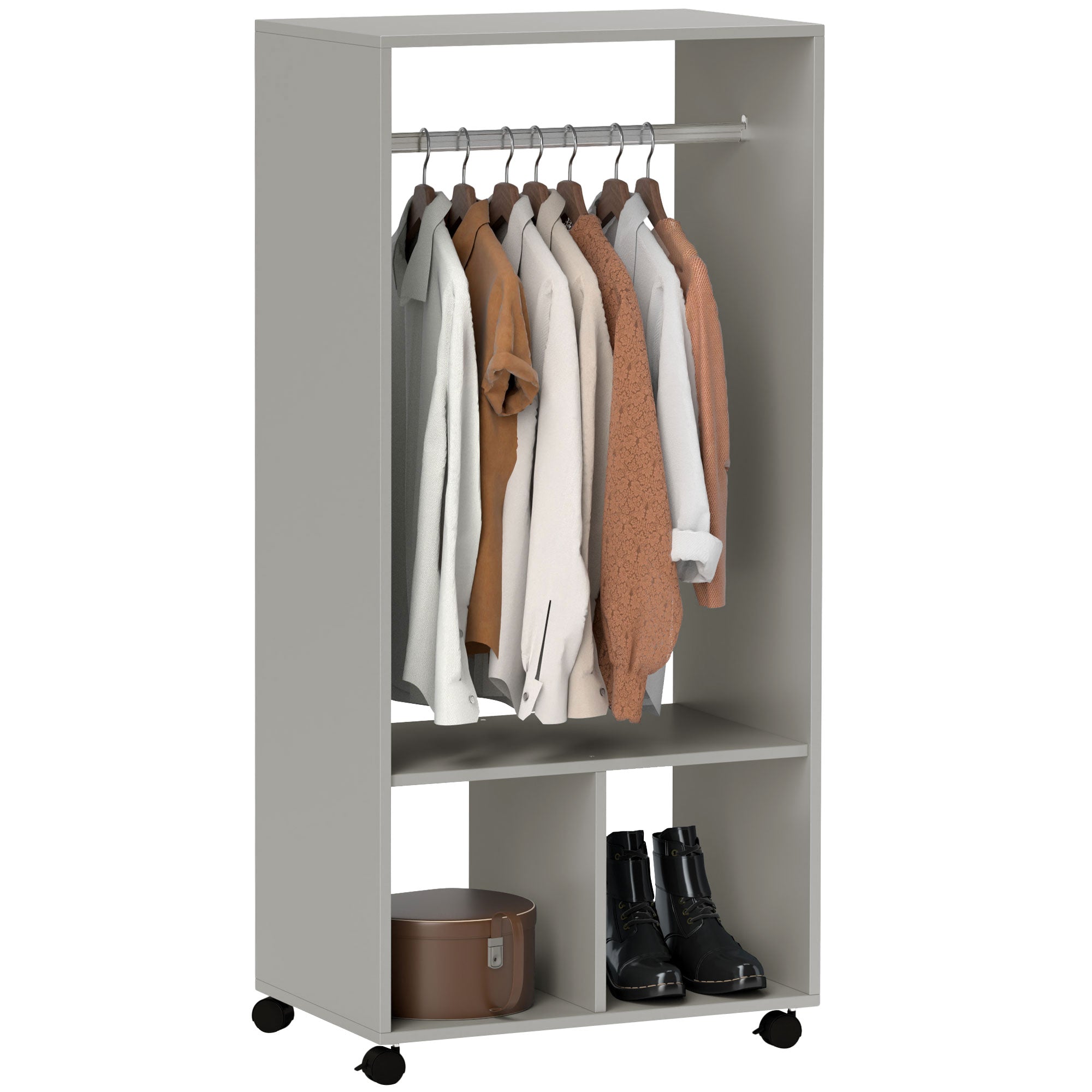 HOMCOM Open Wardrobe Clothes Rail Bedroom Clothes Storage Rod Shelves Grey - Wardrobe from HOMCOM