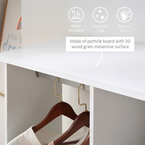 Mobile Double Open Wardrobe w/ Clothes Hanging Rail Colthing White - Wardrobe from HOMCOM