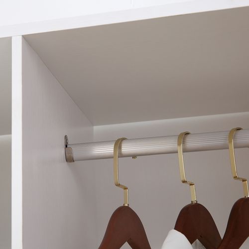 Mobile Double Open Wardrobe w/ Clothes Hanging Rail Colthing White - Wardrobe from HOMCOM