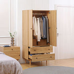 Modern Wardrobe with 2 Drawers, Hanging Rail, Clothes Organizer for Bedroom - Wardrobe from HOMCOM