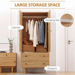 Modern Wardrobe with 2 Drawers, Hanging Rail, Clothes Organizer for Bedroom - Wardrobe from HOMCOM