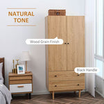 Modern Wardrobe with 2 Drawers, Hanging Rail, Clothes Organizer for Bedroom - Wardrobe from HOMCOM