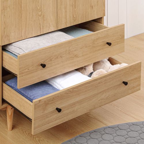 Modern Wardrobe with 2 Drawers, Hanging Rail, Clothes Organizer for Bedroom - Wardrobe from HOMCOM