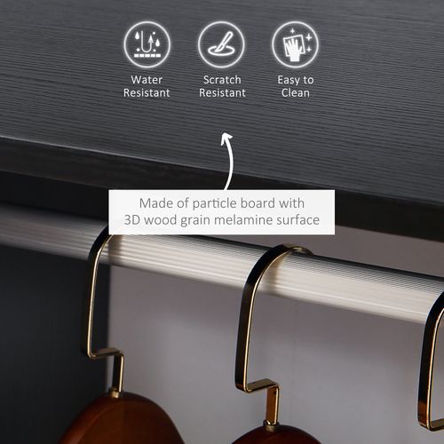 Open Wardrobe Clothes Rail Bedroom Clothes Storage Rod Shelves Black - Wardrobe from HOMCOM