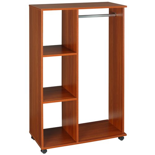 Open Wardrobe W/ Clothes Hanging Rail-Walnut - Wardrobe from HOMCOM