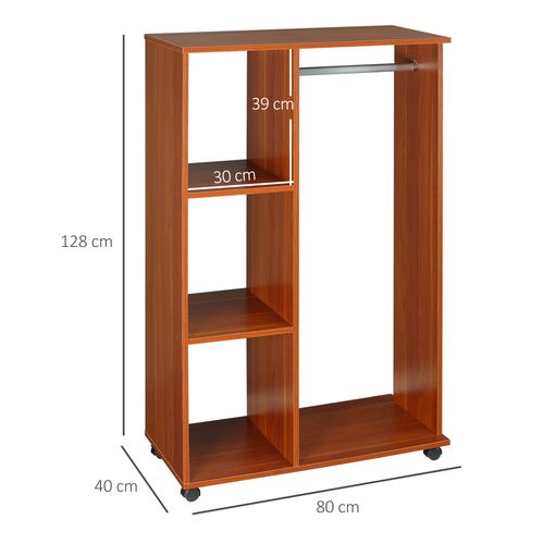 Open Wardrobe W/ Clothes Hanging Rail-Walnut - Wardrobe from HOMCOM