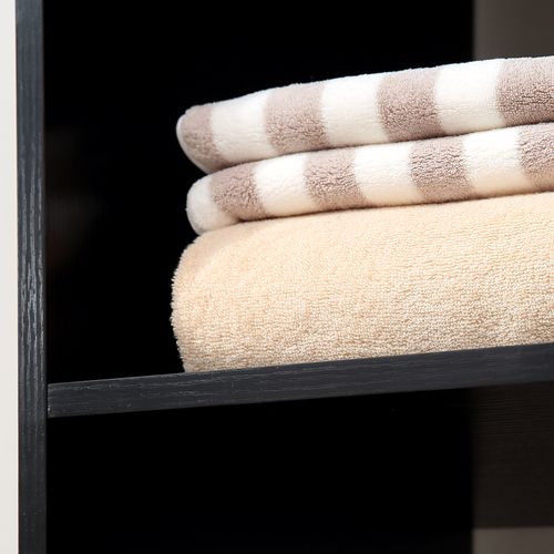 Rolling Open Wardrobe Hanging Rail Storage Shelves for Clothes, Black - Wardrobe from HOMCOM
