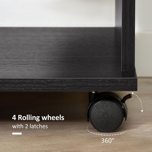 Rolling Open Wardrobe Hanging Rail Storage Shelves for Clothes, Black - Wardrobe from HOMCOM