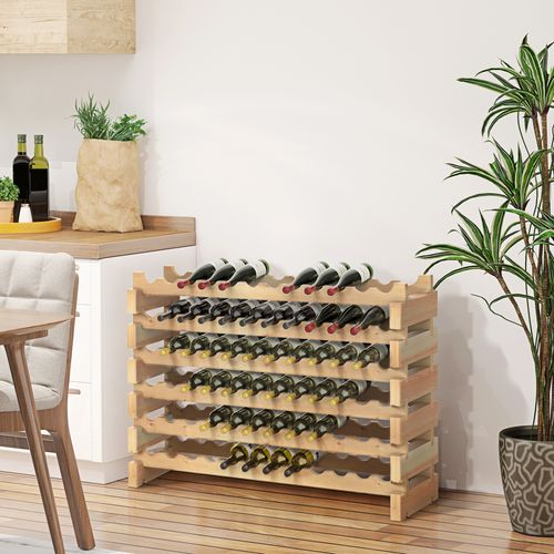 Wooden 72 Bottle 6 Tier Shelf Storage Holder Standing Wood Cellar Wine Rack - Wine Rack from HOMCOM