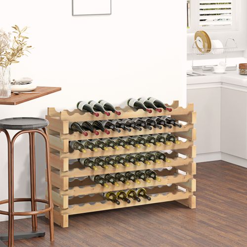 Wooden 72 Bottle 6 Tier Shelf Storage Holder Standing Wood Cellar Wine Rack - Wine Rack from HOMCOM