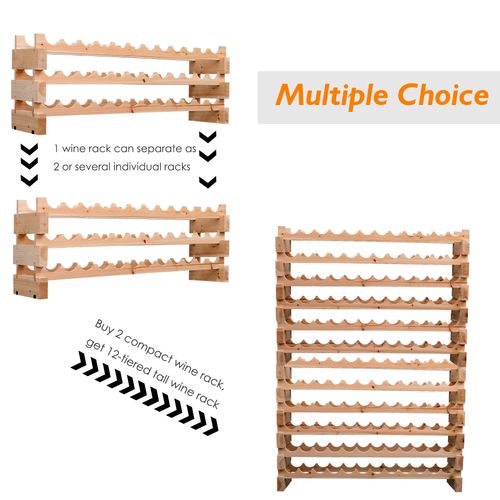 Wooden 72 Bottle 6 Tier Shelf Storage Holder Standing Wood Cellar Wine Rack - Wine Rack from HOMCOM