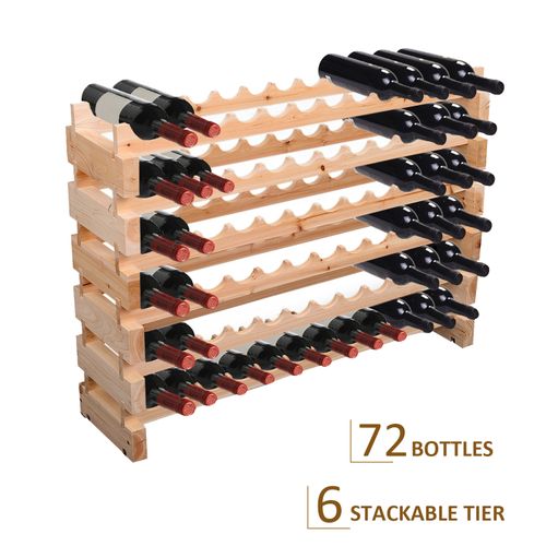 Wooden 72 Bottle 6 Tier Shelf Storage Holder Standing Wood Cellar Wine Rack - Wine Rack from HOMCOM