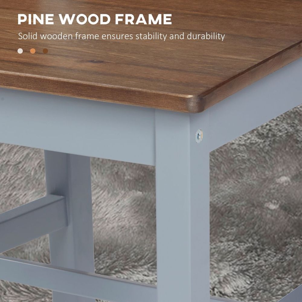 Dining Chairs Set of 2, Pine Wood Frame, Cross Back for Kitchen Grey - Wooden Chairs from HOMCOM