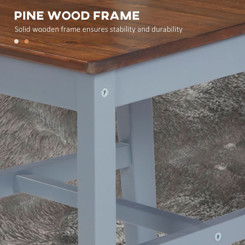 Dining Chairs Set of 2, Pine Wood Frame, Slat Back for Kitchen Grey - Wooden Chairs from HOMCOM