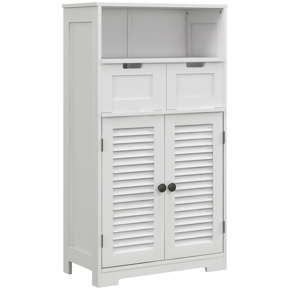kleankin Bathroom Storage Cabinet, Small Bathroom Cabinet with Louvred Doors - Bedside Table from kleankin