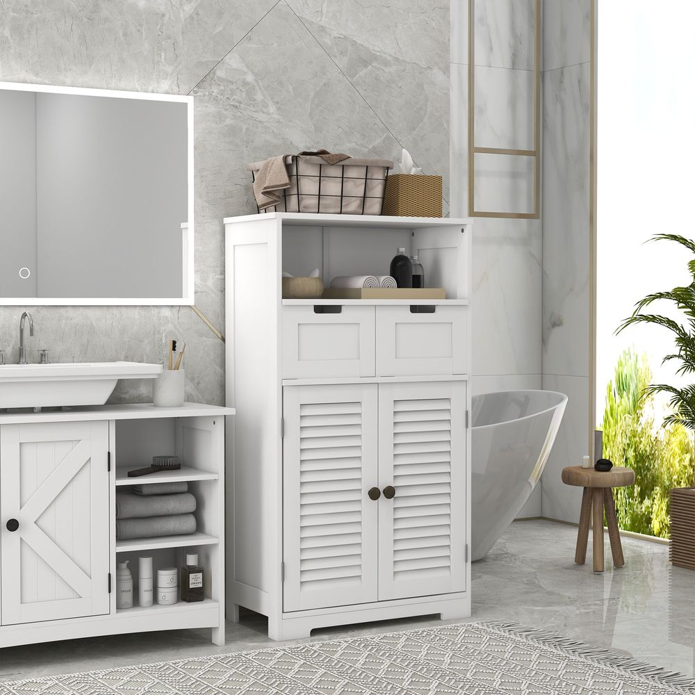 kleankin Bathroom Storage Cabinet, Small Bathroom Cabinet with Louvred Doors - Bedside Table from kleankin