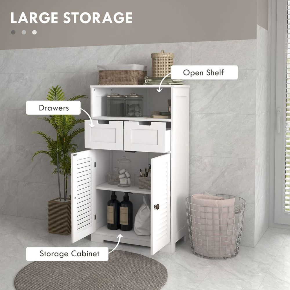 kleankin Bathroom Storage Cabinet, Small Bathroom Cabinet with Louvred Doors - Bedside Table from kleankin