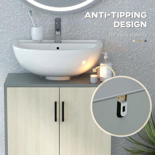 kleankin Bathroom Sink Cabinet, Under Sink Basin Storage Cupboard with Shelf by kleankin