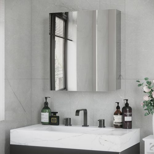 kleankin Medicine Cabinet with Mirror, Wall-Mounted Bathroom Mirror Cabinet -  from kleankin