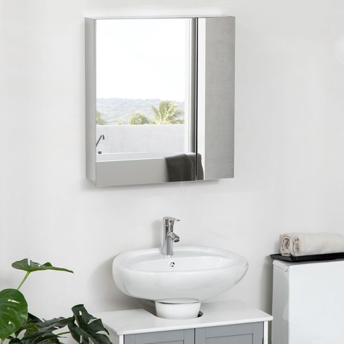 kleankin Medicine Cabinet with Mirror, Wall-Mounted Bathroom Mirror Cabinet -  from kleankin