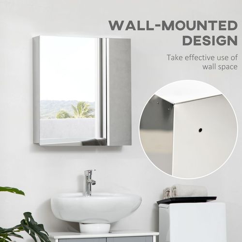 kleankin Medicine Cabinet with Mirror, Wall-Mounted Bathroom Mirror Cabinet -  from kleankin