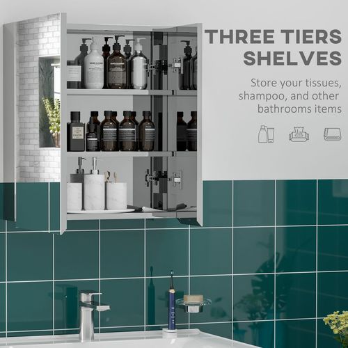 kleankin Medicine Cabinet with Mirror, Wall-Mounted Bathroom Mirror Cabinet -  from kleankin