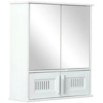 Bathroom Mirror Cabinet, Wall Mounted Storage Cupboard Double Doors White by kleankin