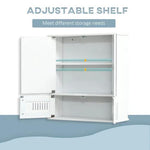 Bathroom Mirror Cabinet, Wall Mounted Storage Cupboard Double Doors White by kleankin