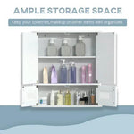 Bathroom Mirror Cabinet, Wall Mounted Storage Cupboard Double Doors White by kleankin