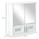 Bathroom Mirror Cabinet, Wall Mounted Storage Cupboard Double Doors White by kleankin