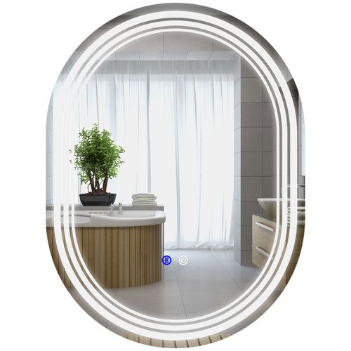 kleankin Bathroom Mirror with LED Lights, 3 Colours, Anti-fog, 70 x 50cm - Mirror from kleankin